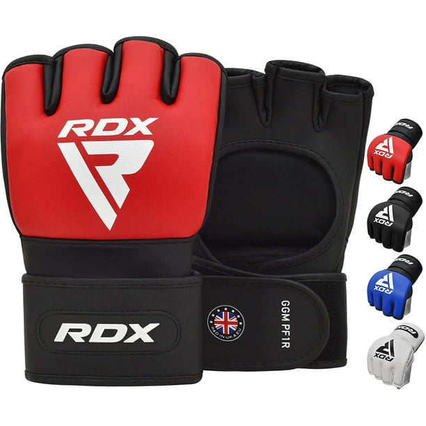 RDX Cowhide Leather MMA Gloves Fight Cage Kick Boxing Punching Muay Thai Red